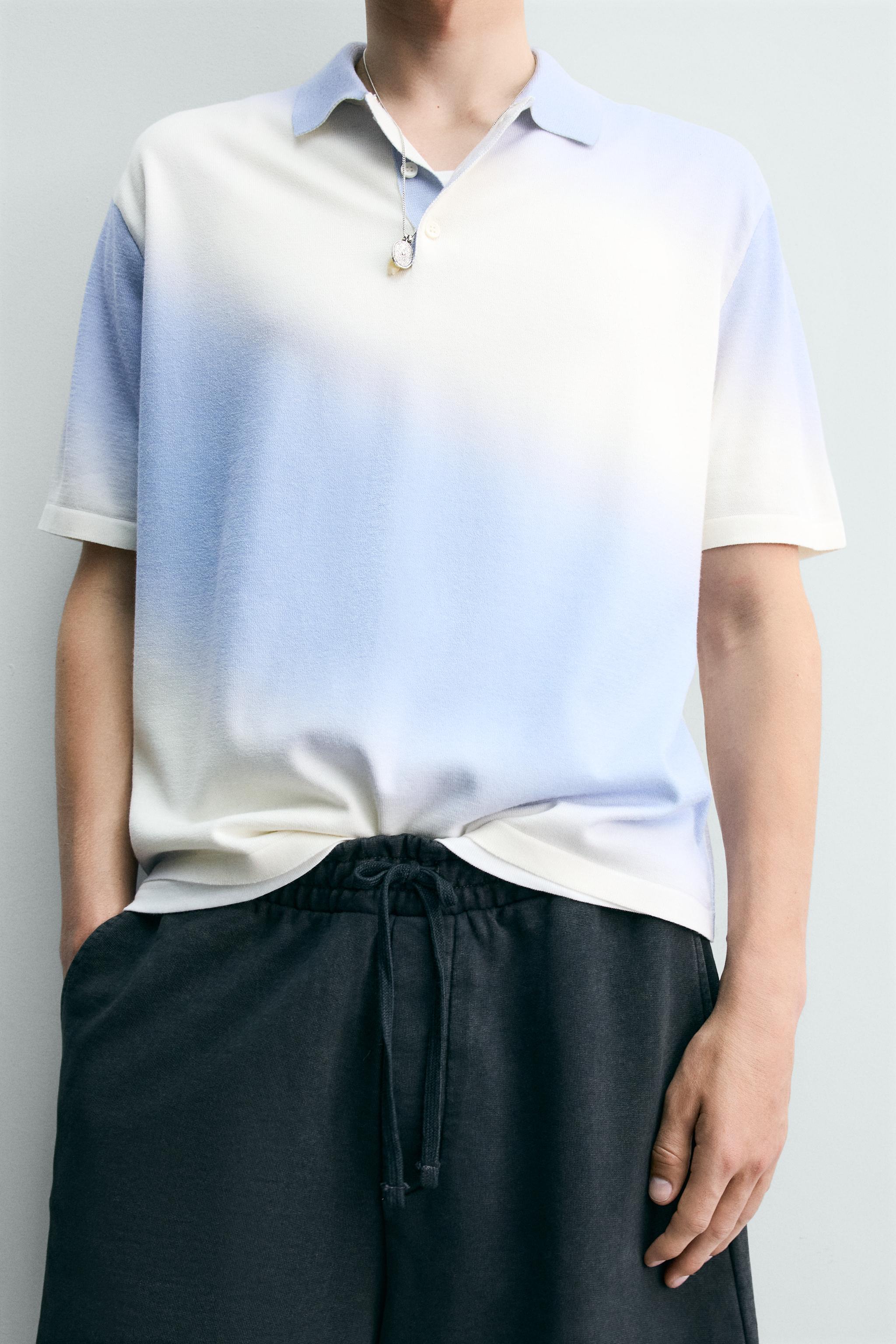 SPRAY EFFECT PRINT KNIT POLO SHIRT